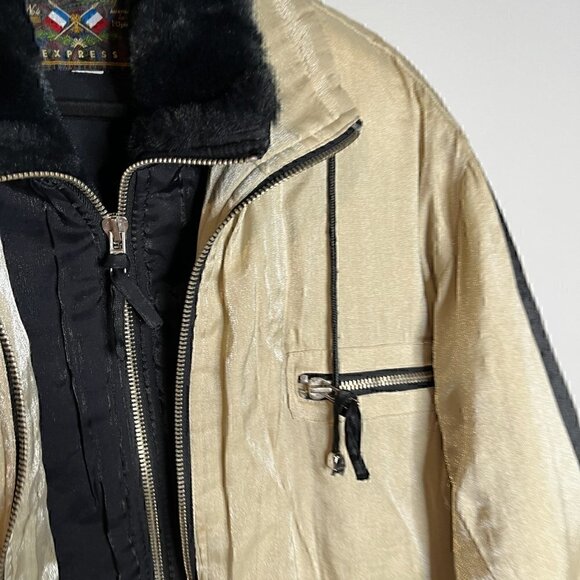Vintage Express French Country metallic layered zip up parka - Picture 2 of 5